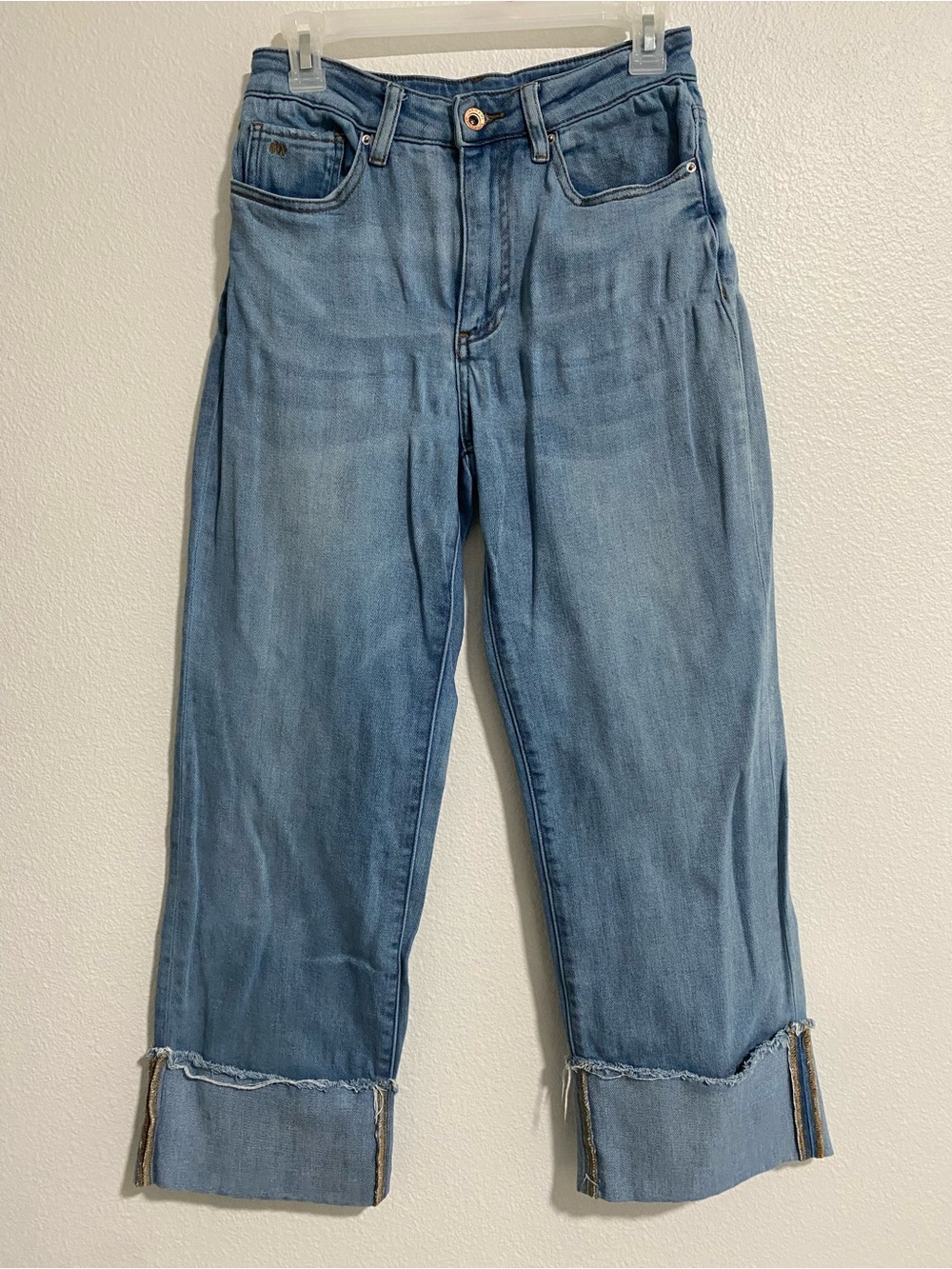 Armani Exchange J85 Cuffed Straight Crop Denim Jeans sz 25/28 Waist EUC $180